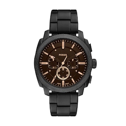 Men’s Fossil Machine Black IP Chronograph Watch with Textured Black Dial (Model: FS6097)