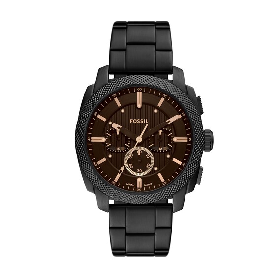 Menâs Fossil Machine Black IP Chronograph Watch with Textured Black Dial (Model: Fs6097)