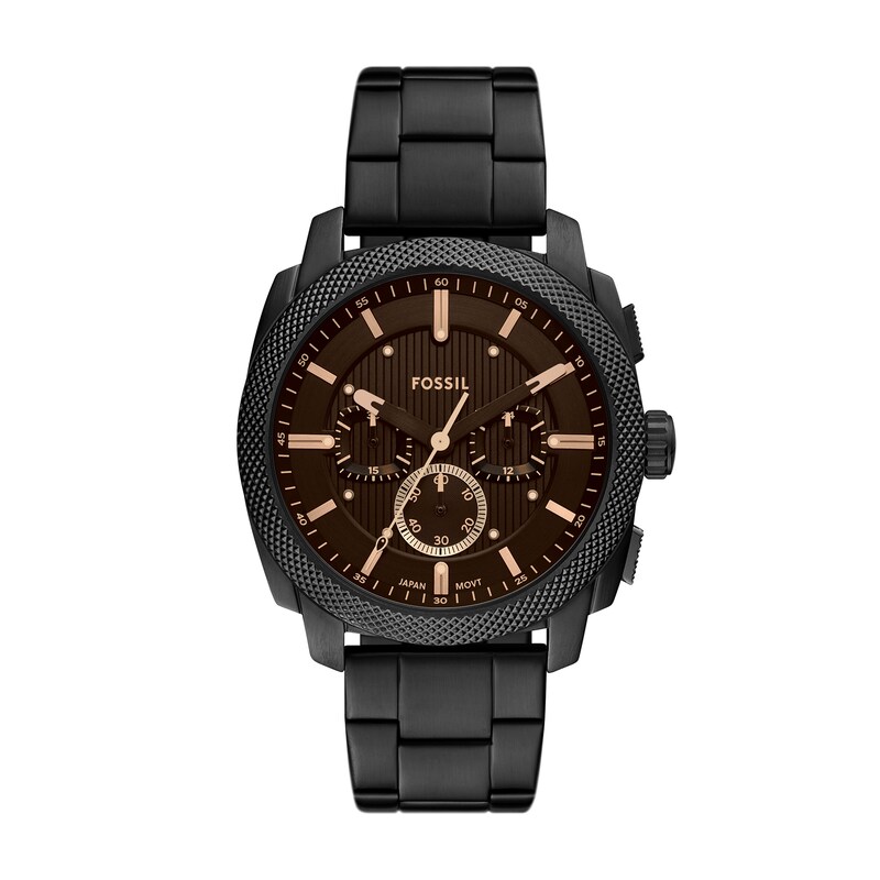 Main Image 1 of Men’s Fossil Machine Black IP Chronograph Watch with Textured Black Dial (Model: FS6097)