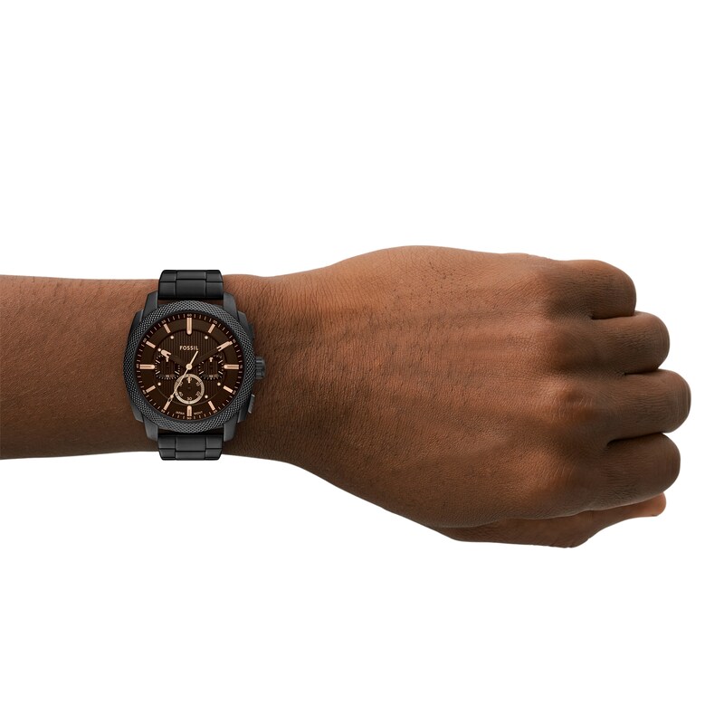 Main Image 5 of Men’s Fossil Machine Black IP Chronograph Watch with Textured Black Dial (Model: FS6097)