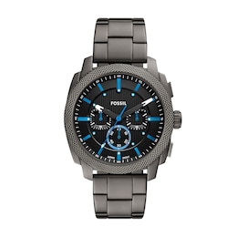 Men’s Fossil Machine Grey IP Chronograph Watch with Textured Black Dial (Model: FS6098)