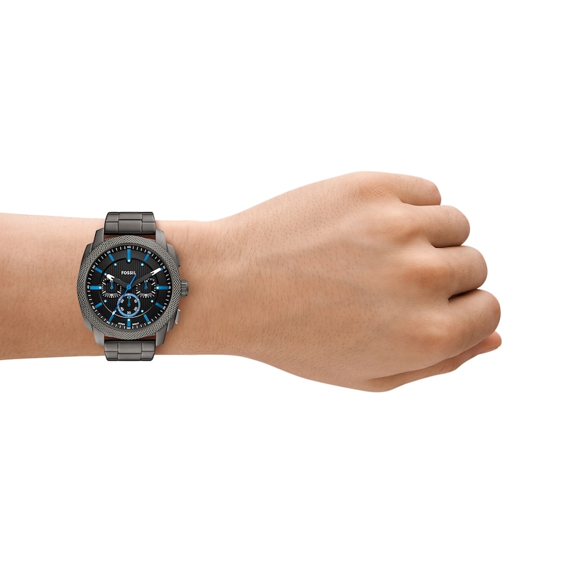 Main Image 5 of Men’s Fossil Machine Grey IP Chronograph Watch with Textured Black Dial (Model: FS6098)