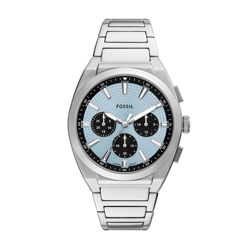 Main Image 1 of Men's Fossil Everett Chronograph Watch with Textured Light Blue Dial (Model: FS6105)