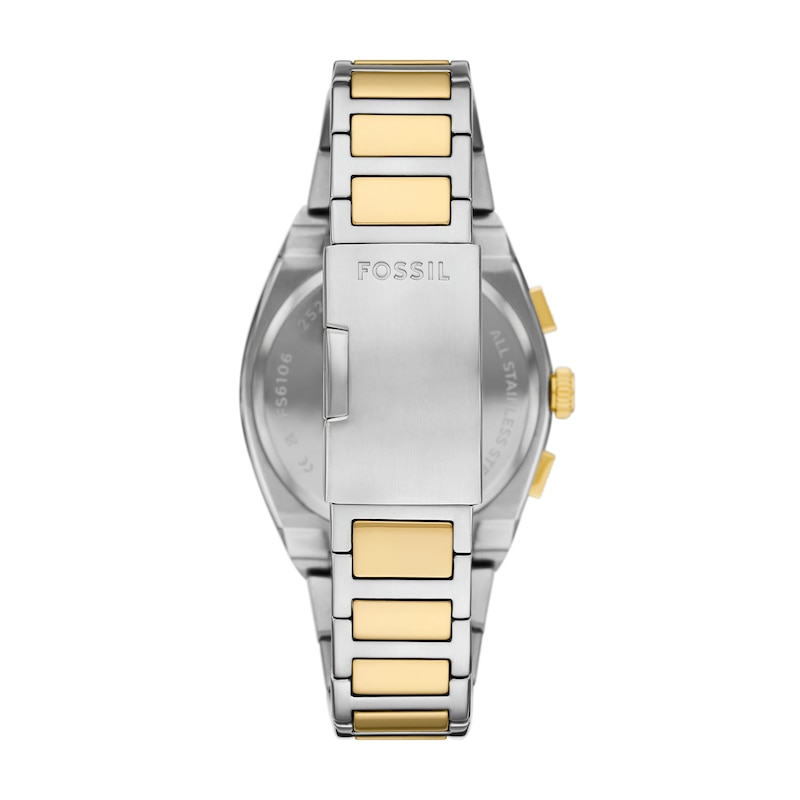 Main Image 2 of Men's Fossil Everett Two-Tone IP Chronograph Watch with Textured Green Dial (Model: FS6106)