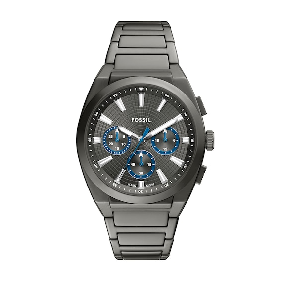 Men's Fossil Everett Grey IP Chronograph Watch with Textured Grey Dial (Model: Fs6107)