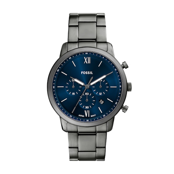 Men's Fossil Neutra Gunmetal Grey IP Chronograph Watch with Deep Blue Sunray Dial (Model: Fs6111)