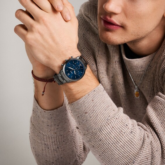 Men's Fossil Neutra Gunmetal Grey IP Chronograph Watch with Deep Blue Sunray Dial (Model: Fs6111)
