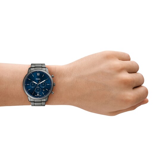 Men's Fossil Neutra Gunmetal Grey IP Chronograph Watch with Deep Blue Sunray Dial (Model: Fs6111)