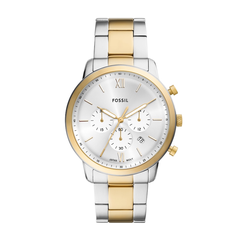 Main Image 1 of Men's Fossil Neutra Two-Tone IP Chronograph Watch with Silver-Tone Sunray Dial (Model: FS6112)