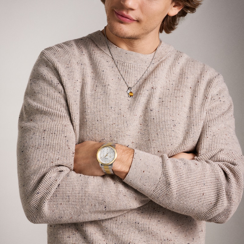 Main Image 4 of Men's Fossil Neutra Two-Tone IP Chronograph Watch with Silver-Tone Sunray Dial (Model: FS6112)