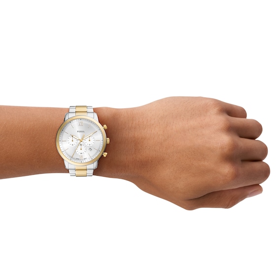 Men's Fossil Neutra Two-Tone IP Chronograph Watch with Silver-Tone Sunray Dial (Model: Fs6112)