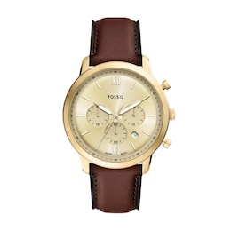 Men's Fossil Neutra Gold-Tone IP Brown Leather Strap Chronograph Watch with Gold-Tone Dial (Model: FS6113)