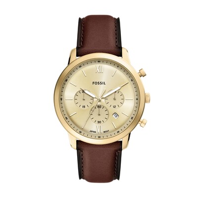 Fossil brown watch with gold trim Fossil Brynn Multifunction Leather Strap Watch, 38mm  main image 3