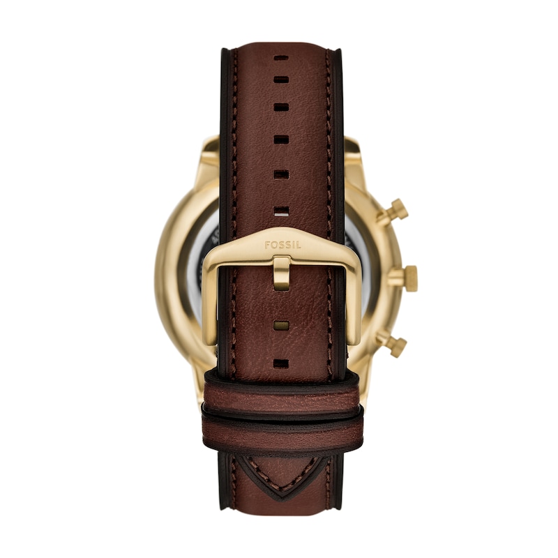 Main Image 2 of Men's Fossil Neutra Gold-Tone IP Brown Leather Strap Chronograph Watch with Gold-Tone Dial (Model: FS6113)