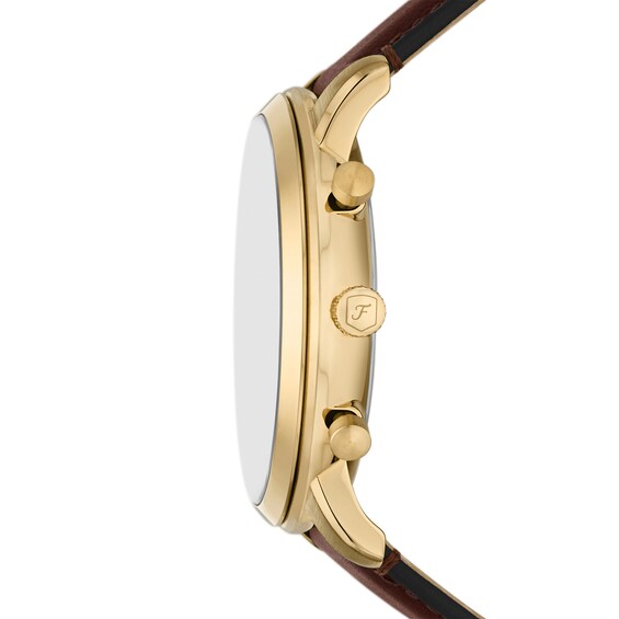 Men's Fossil Neutra Gold-Tone IP Brown Leather Strap Chronograph Watch with Gold-Tone Dial (Model: Fs6113)