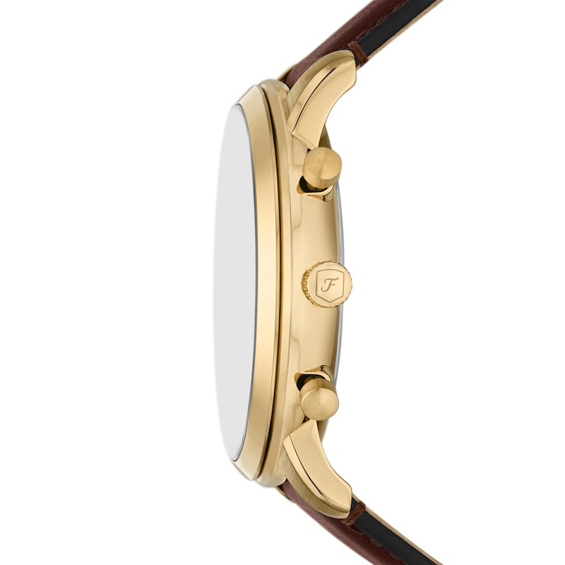 Main Image 3 of Men's Fossil Neutra Gold-Tone IP Brown Leather Strap Chronograph Watch with Gold-Tone Dial (Model: FS6113)