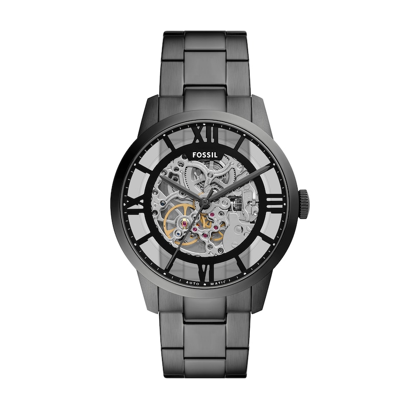 Main Image 1 of Men’s Fossil Townsman Gunmetal Grey IP Automatic Watch with Grey Skeleton Dial (Model: ME3268)