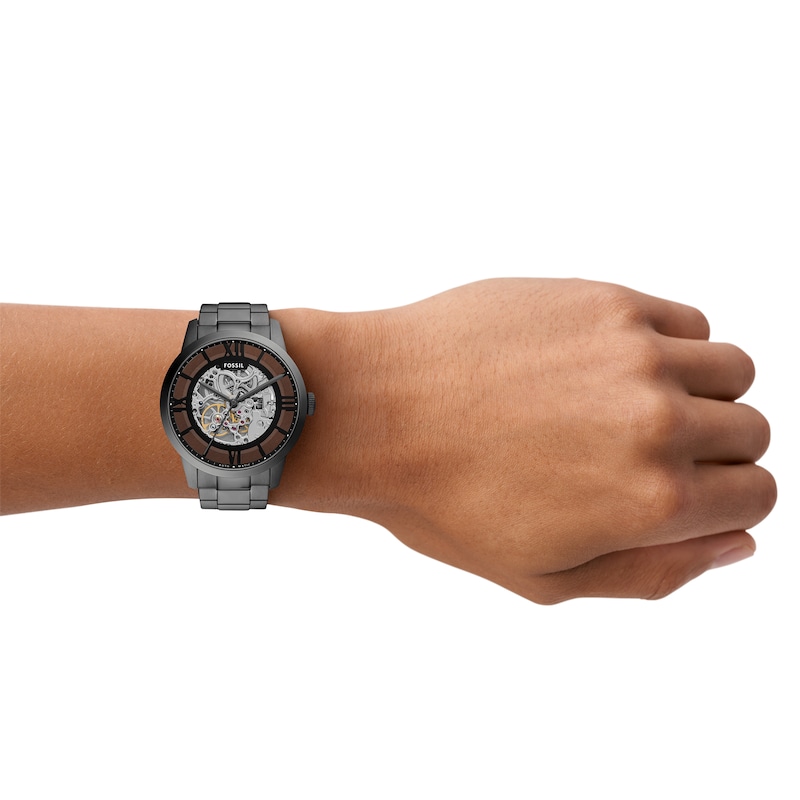 Main Image 6 of Men’s Fossil Townsman Gunmetal Grey IP Automatic Watch with Grey Skeleton Dial (Model: ME3268)