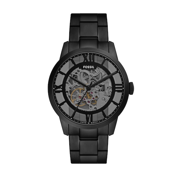 Menâs Fossil Townsman Black IP Automatic Watch with Black Skeleton Dial (Model: Me3269)