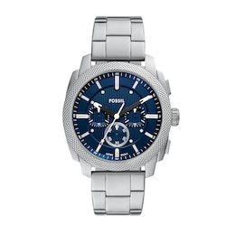 Men’s Fossil Machine Chronograph Watch with Textured Blue Dial (Model: FS6096)