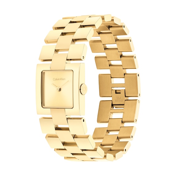 Ladies' Calvin Klein Meridian Gold-Tone IP Watch with Square Gold-Tone Dial (Model: 25100089)