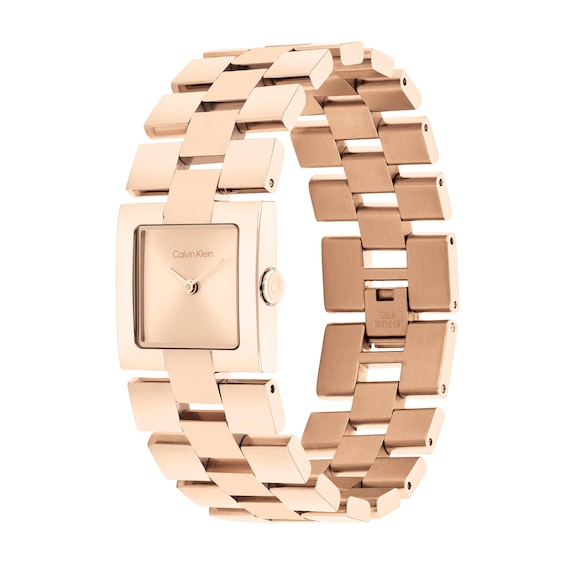 Ladies' Calvin Klein Meridian Rose-Tone IP Watch with Square Rose-Tone Dial (Model: 25100090)