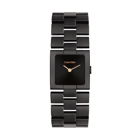 Ladies' Calvin Klein Meridian Black IP Watch with Square Black Dial (Model: 25100091)