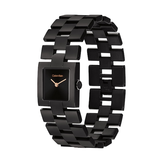 Ladies' Calvin Klein Meridian Black IP Watch with Square Black Dial (Model: 25100091)