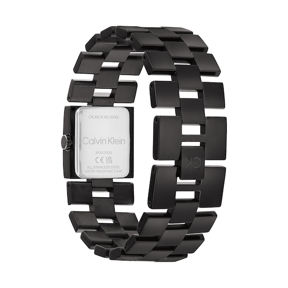 Ladies' Calvin Klein Meridian Black IP Watch with Square Black Dial (Model: 25100091)