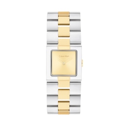 Ladies' Calvin Klein Meridian Two-Tone IP Watch with Square Gold-Tone Dial (Model: 25100115)