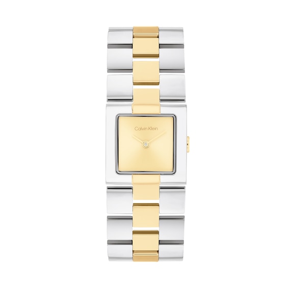 Ladies' Calvin Klein Meridian Two-Tone IP Watch with Square Gold-Tone Dial (Model: 25100115)