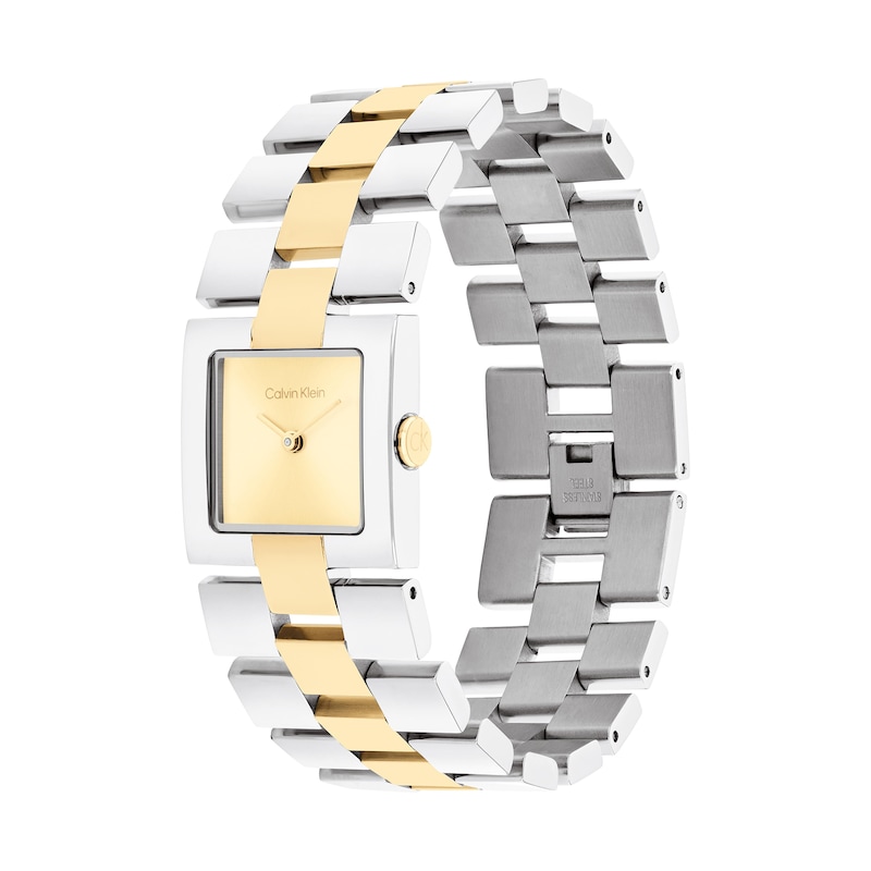 Main Image 2 of Ladies' Calvin Klein Meridian Two-Tone IP Watch with Square Gold-Tone Dial (Model: 25100115)