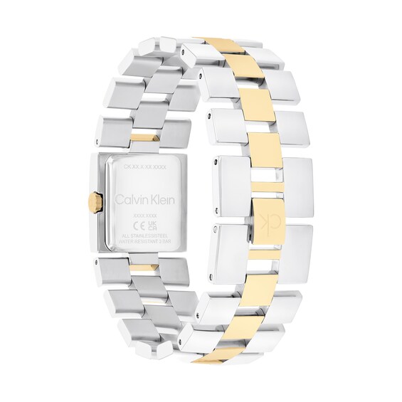 Ladies' Calvin Klein Meridian Two-Tone IP Watch with Square Gold-Tone Dial (Model: 25100115)