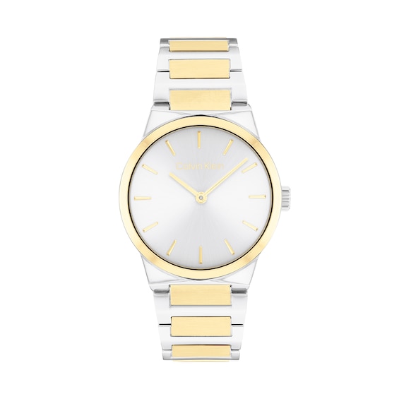 Ladies' Calvin Klein Linear Elegance Two-Tone IP Watch with Silver-Tone Dial (Model: 25100113)