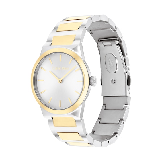 Ladies' Calvin Klein Linear Elegance Two-Tone IP Watch with Silver-Tone Dial (Model: 25100113)