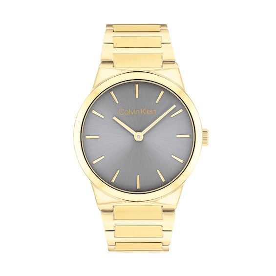 Ladies' Calvin Klein Linear Elegance Gold-Tone IP Watch with Grey Dial (Model: 25100082)