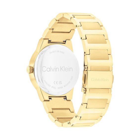 Ladies' Calvin Klein Linear Elegance Gold-Tone IP Watch with Grey Dial (Model: 25100082)