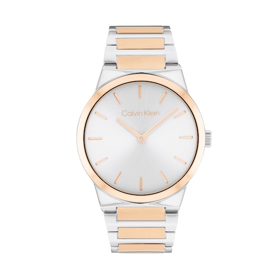 Ladies' Calvin Klein Linear Elegance Two-Tone IP Watch with Silver-Tone Dial (Model: 25100083)