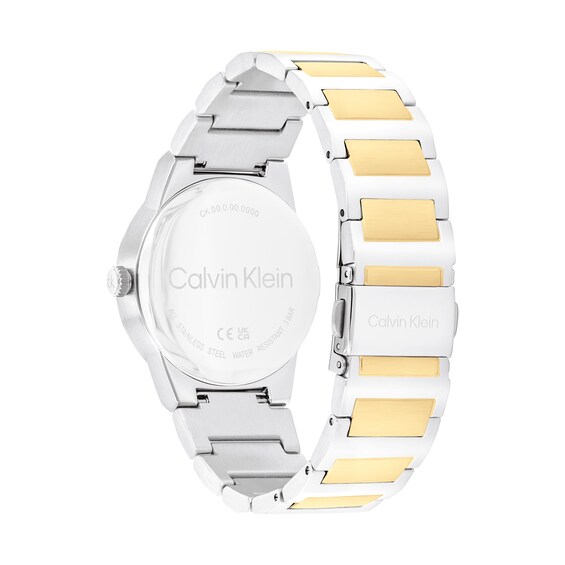 Ladies' Calvin Klein Linear Elegance Two-Tone IP Watch with Green Dial (Model: 25100114)