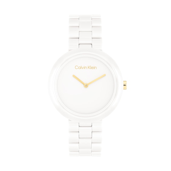 Ladies' Calvin Klein Pure White Ceramic Watch with White Dial (Model: 25100072)