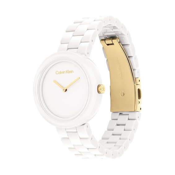 Ladies' Calvin Klein Pure White Ceramic Watch with White Dial (Model: 25100072)