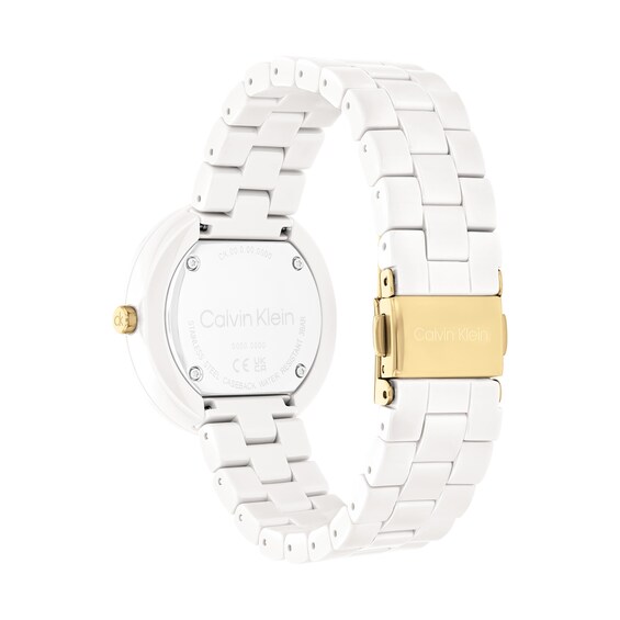 Ladies' Calvin Klein Pure White Ceramic Watch with White Dial (Model: 25100072)