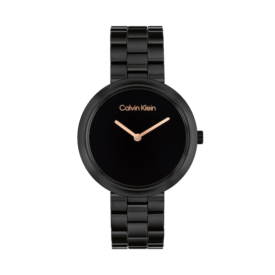 Ladies' Calvin Klein Pure Black Ceramic Watch with Black Dial (Model: 25100075)