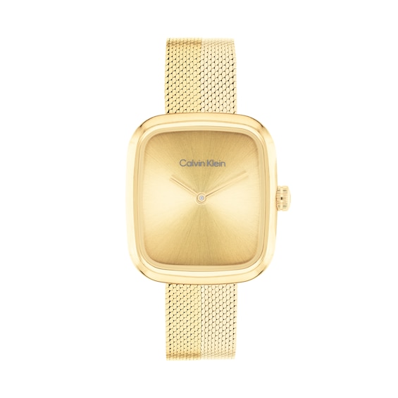 Ladies' Calvin Klein Adore Gold-Tone IP Watch with Rectangular Gold-Tone Dial (Model: 25100099)