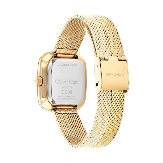 Ladies' Calvin Klein Adore Gold-Tone IP Watch with Rectangular Gold-Tone Dial (Model: 25100099)