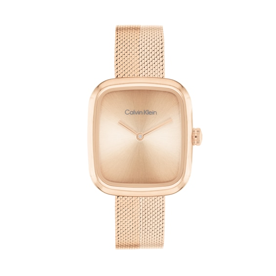 Ladies' Calvin Klein Adore Rose-Tone IP Watch with Rectangular Rose-Toned Dial (Model: 25100101)