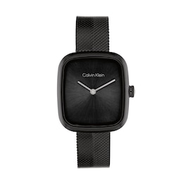 Ladies' Calvin Klein Adore Black IP Watch with Rectangular Black Dial (Model: 25100100)