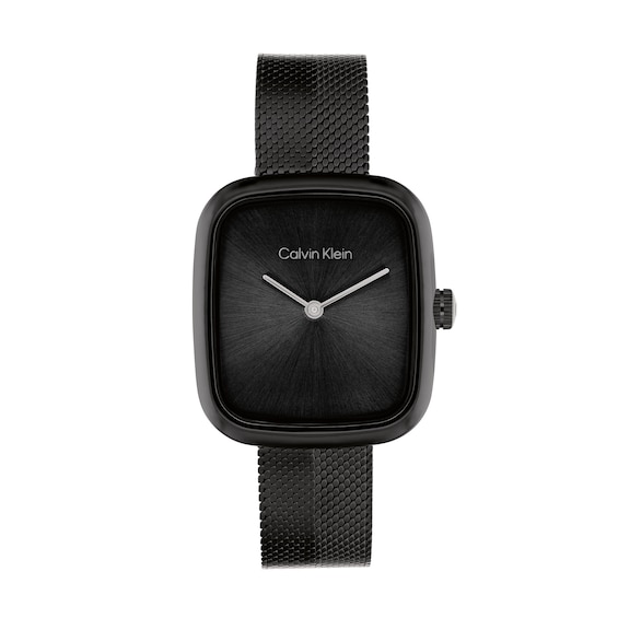 Ladies' Calvin Klein Adore Black IP Watch with Rectangular Black Dial (Model: 25100100)