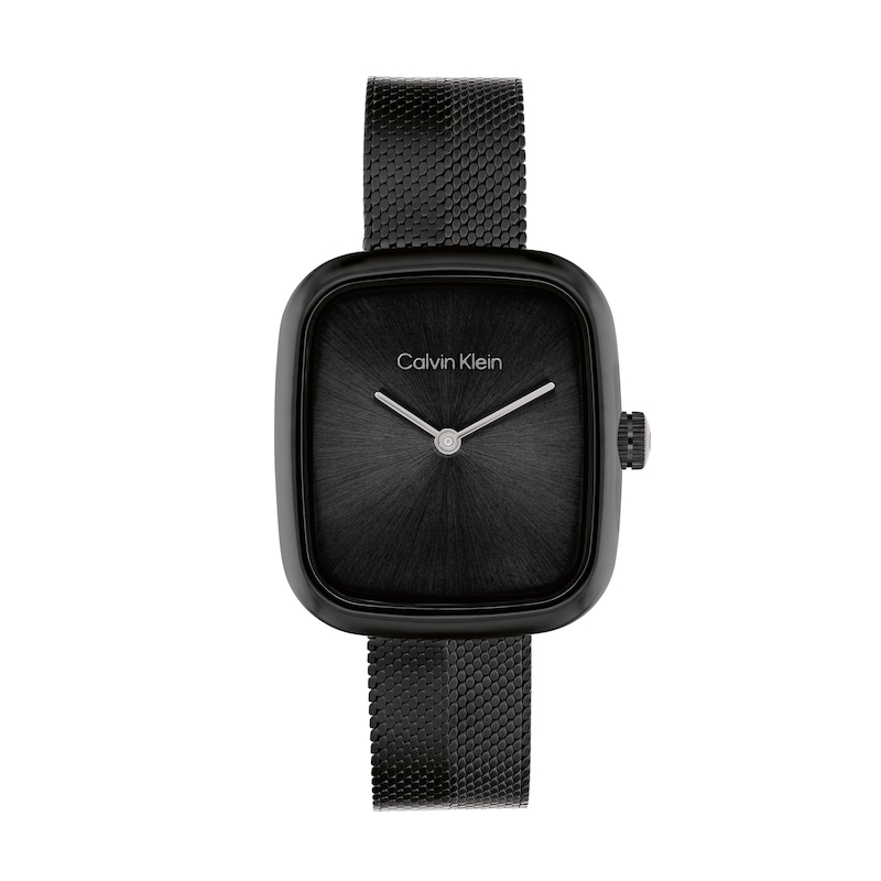 Main Image 1 of Ladies' Calvin Klein Adore Black IP Watch with Rectangular Black Dial (Model: 25100100)