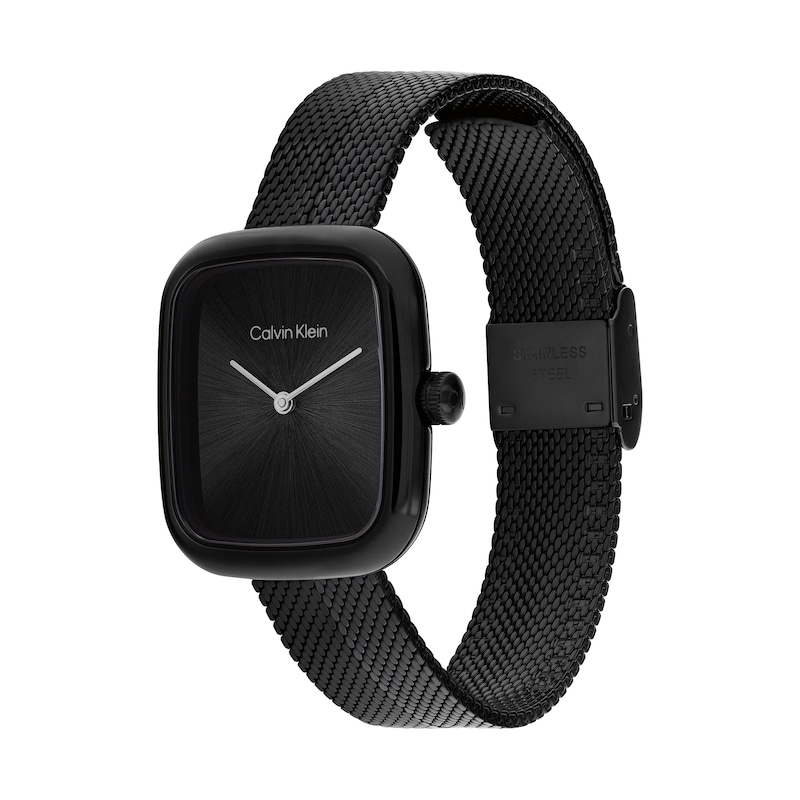 Main Image 2 of Ladies' Calvin Klein Adore Black IP Watch with Rectangular Black Dial (Model: 25100100)